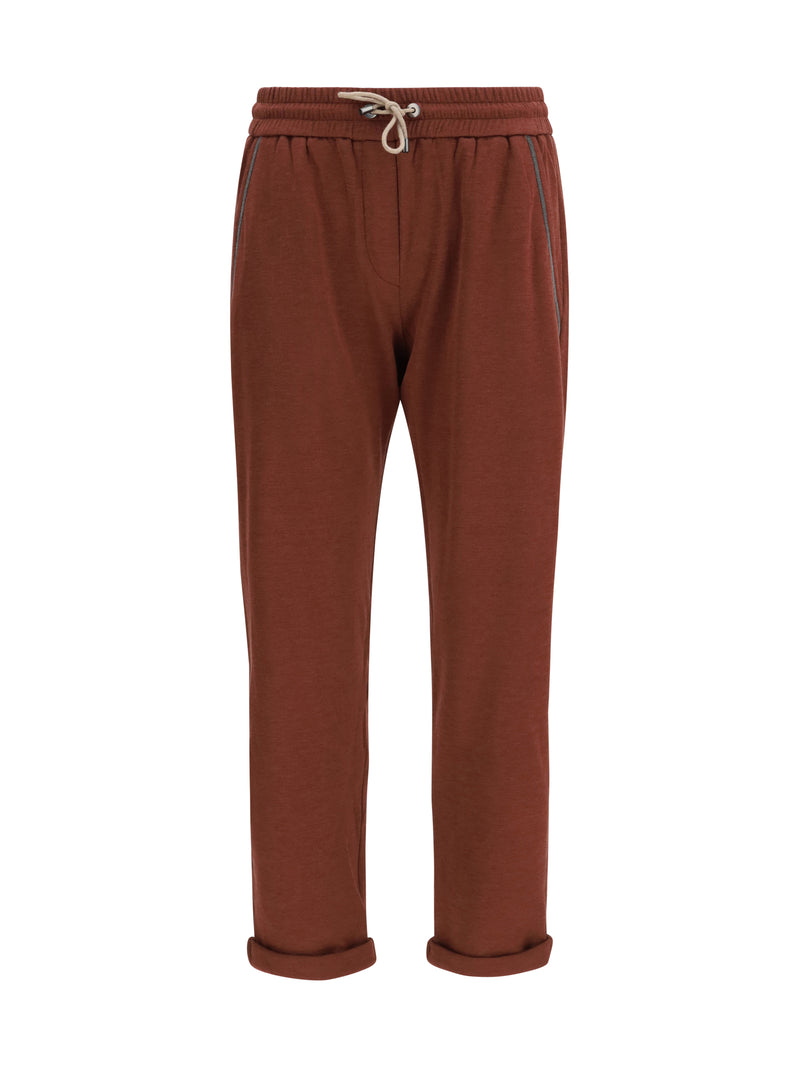 Brunello Cucinelli Brunello Cucinelli Embellished Trousers Bordeaux/Feather - World Class Fashion