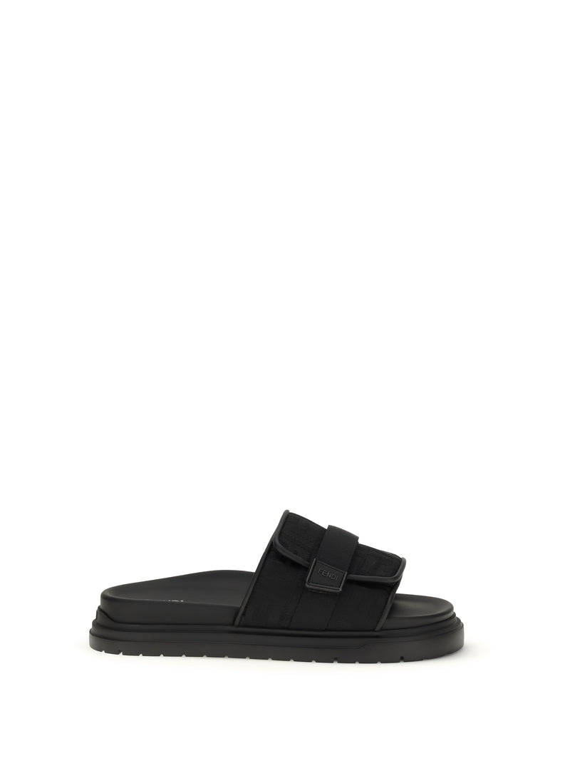 Fendi Fendi Chunky Slide Sandals Nero Men - World Class Fashion