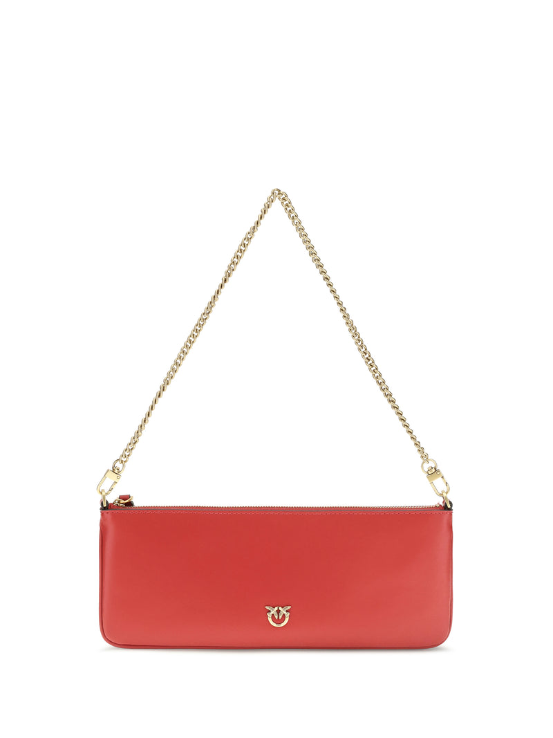 Pinko Pinko Horizontal Flat Leather Shoulder Bag Rosso Rio - World Class Fashion