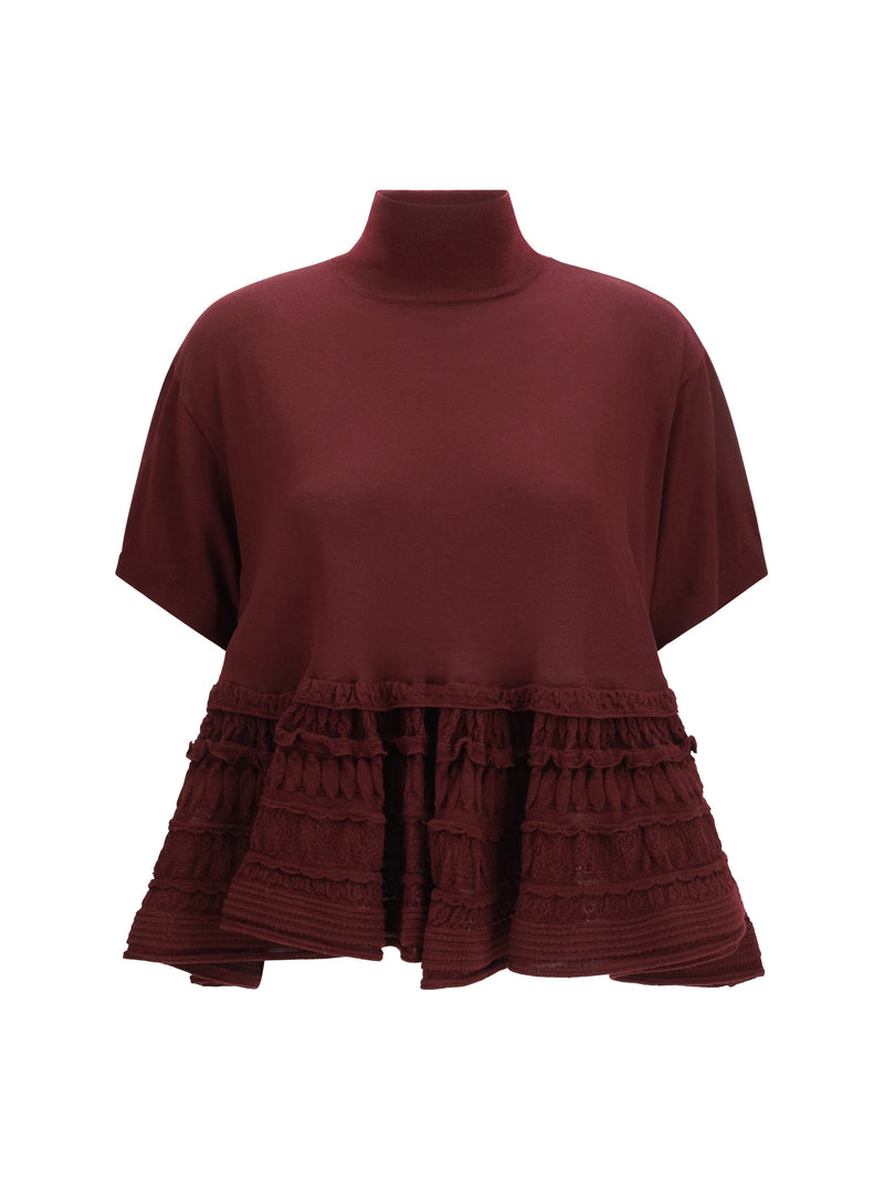 Alaia Alaïa Virgin Wool T-shirt Burgundy Women - World Class Fashion