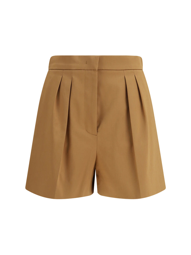 Max Mara Max Mara Stretch Cotton Satin Shorts Terra - World Class Fashion