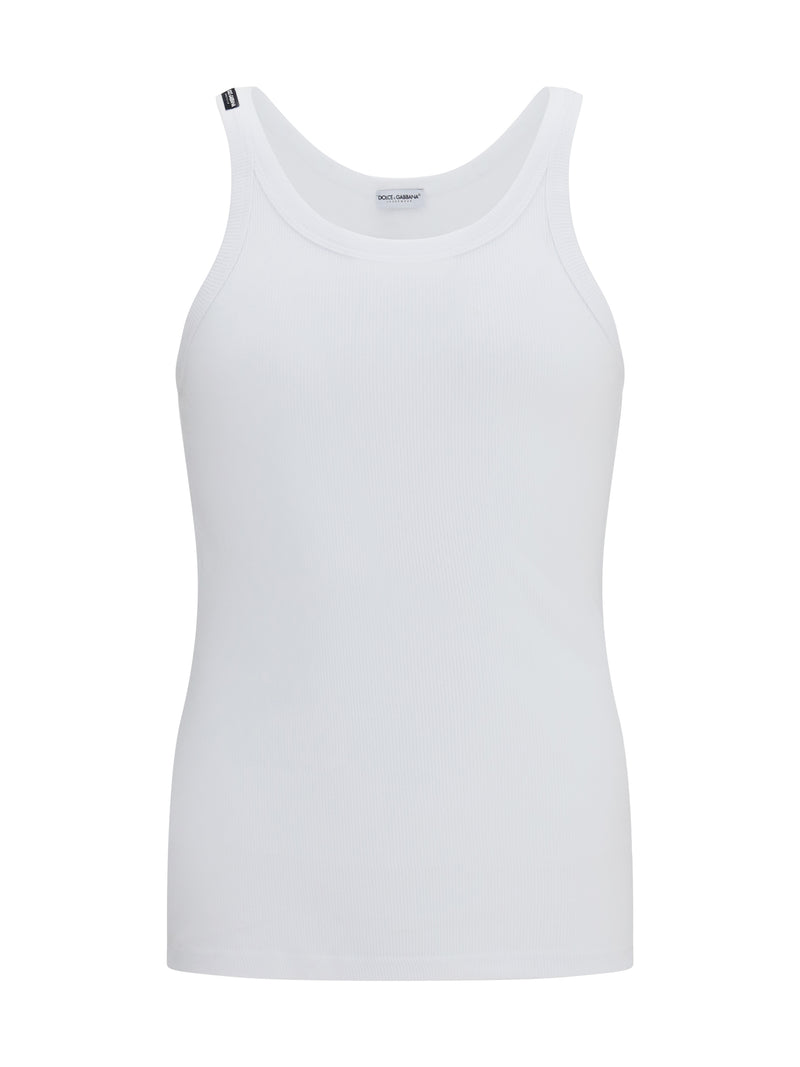 Dolce & Gabbana Dolce & Gabbana Marcello Ribbed Cotton Tank Top White - World Class Fashion