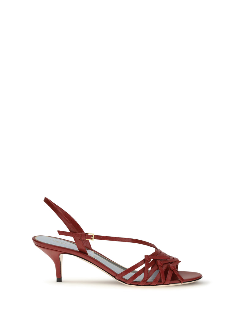 Valentino Garavani Valentino Garavani Nodine Kidskin Sandals Bright Red - World Class Fashion