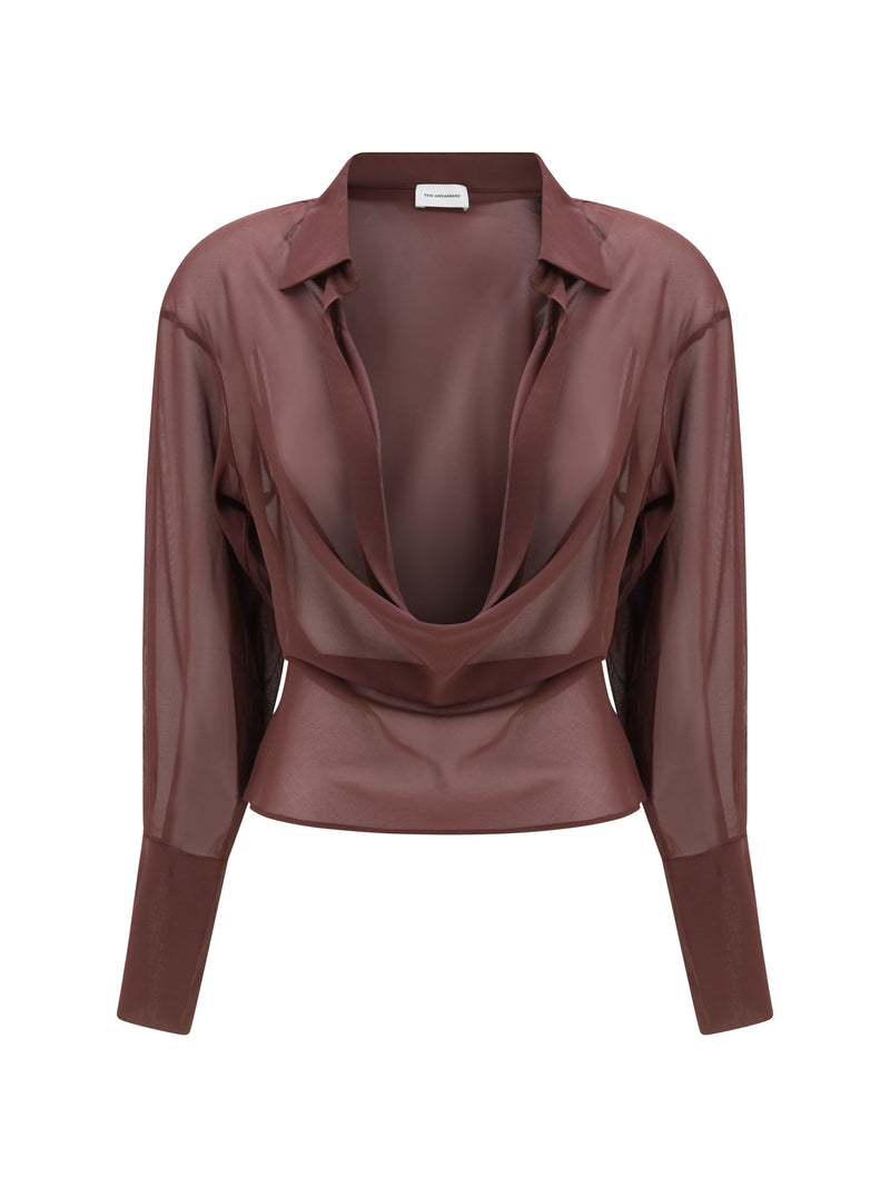 The Andamane The Andamane Draped Shirt Aubergine - World Class Fashion