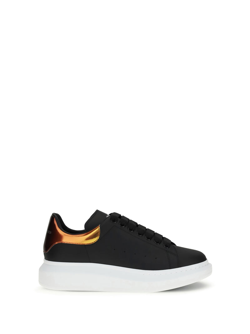 Alexander McQueen Alexander McQueen Leather Sneakers Black/Orange - World Class Fashion