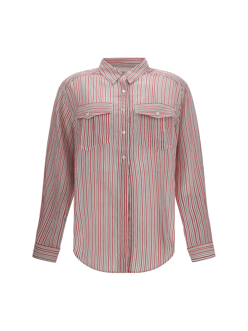 Marant Étoile Marant Étoile Striped Cotton Shirt Ecru/Red - World Class Fashion