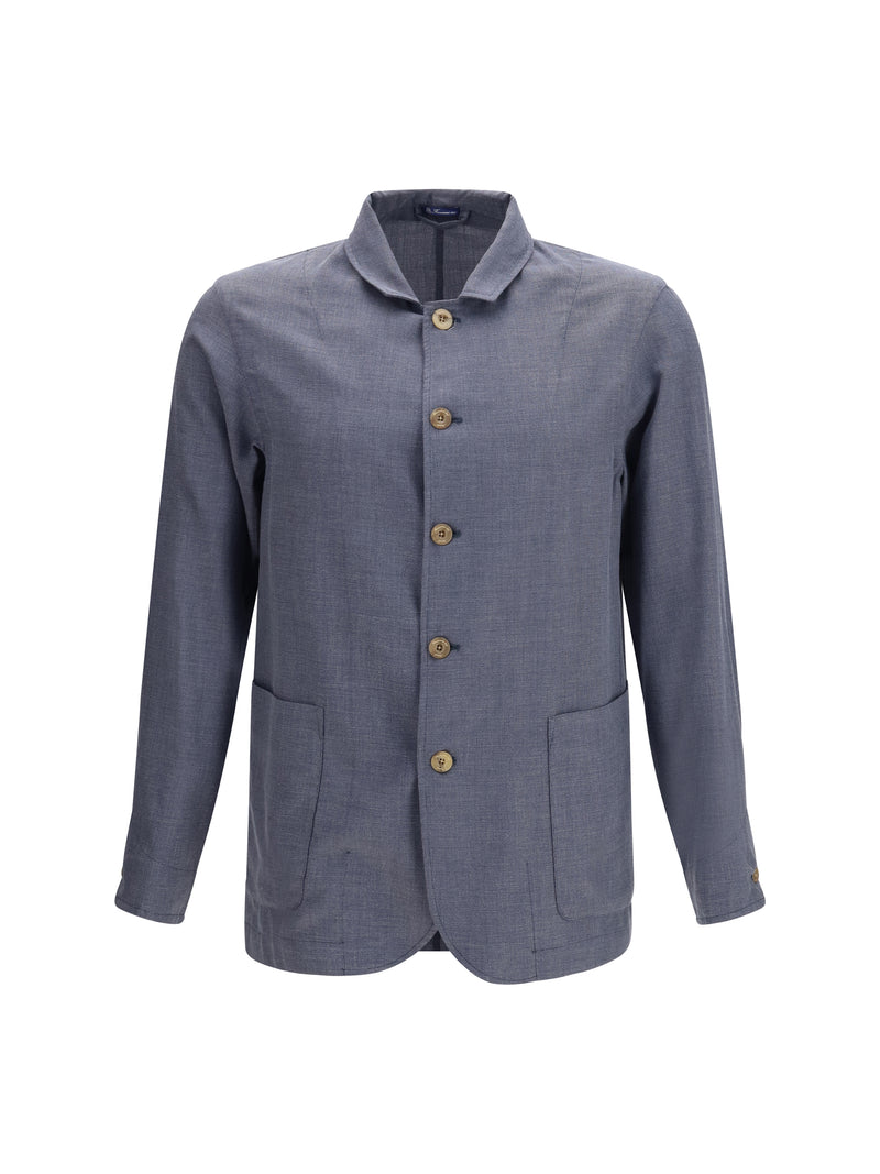 Finamore Finamore Cotton and Silk Blend Jacket Dark Grey - World Class Fashion