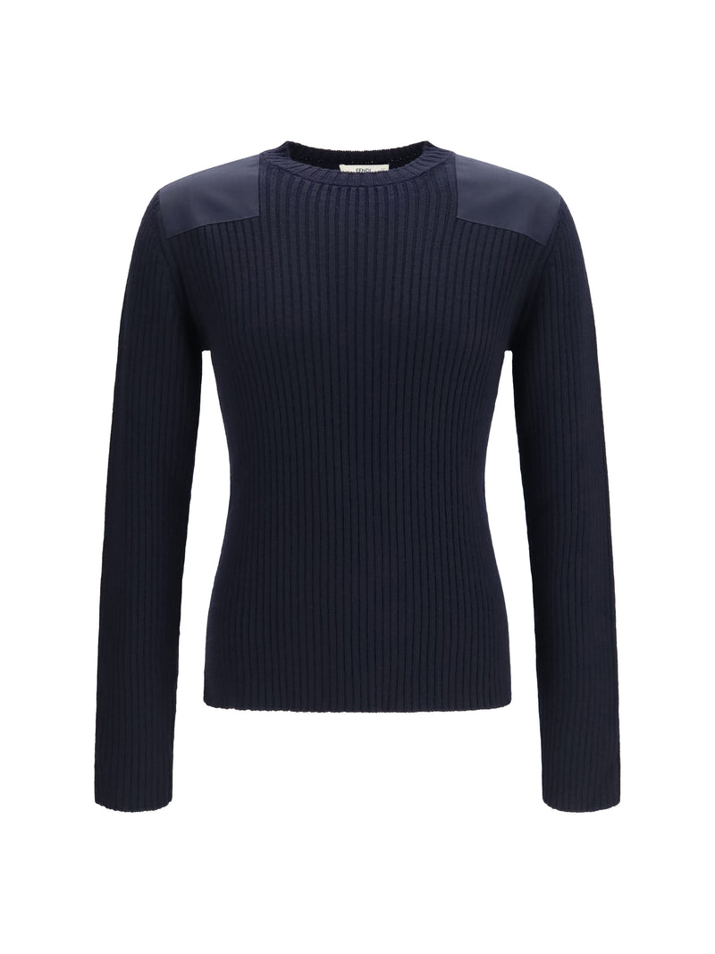 Fendi Fendi Ribbed Wool Sweater Navy Men - World Class Fashion