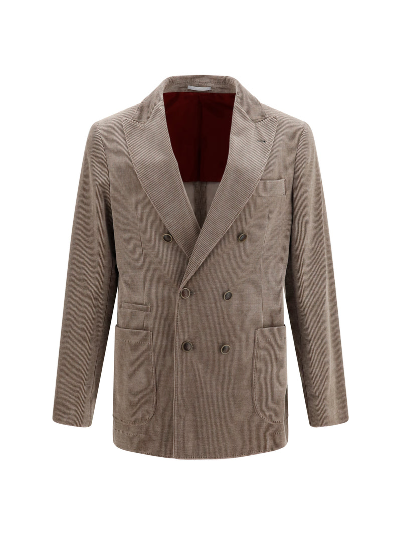 Brunello Cucinelli Brunello Cucinelli Double-breasted Corduroy Jacket Grey - World Class Fashion