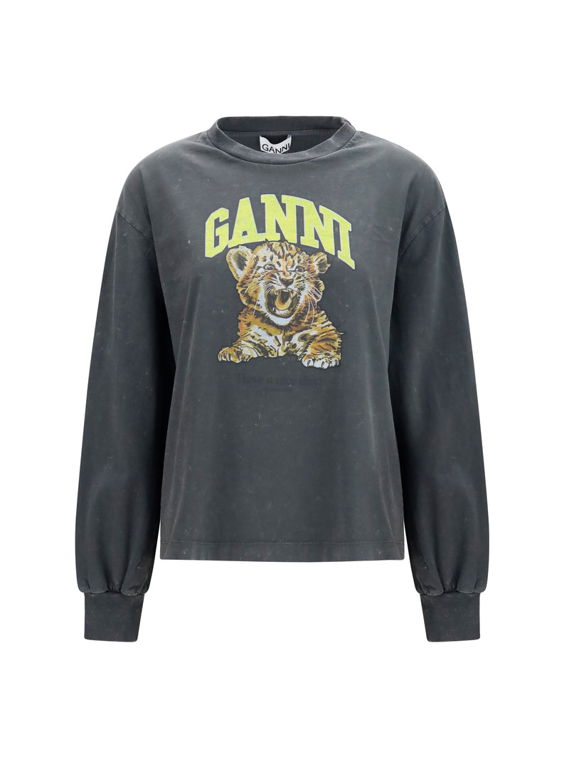 Ganni Ganni Long-sleeve Tiger-print T-shirt - World Class Fashion
