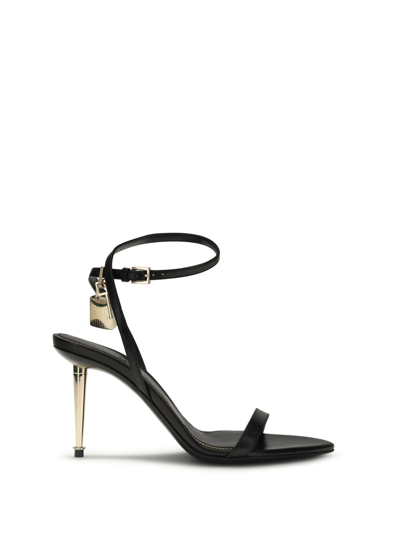 Tom Ford Tom Ford Shiny Leather Padlock Pointy Sandal Black - World Class Fashion