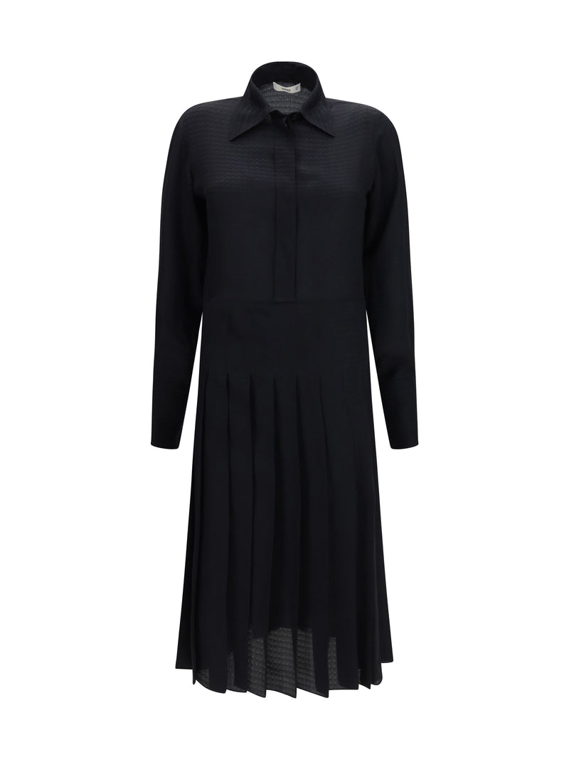 Fendi Fendi Long Jacquard Silk Dress Nero - World Class Fashion