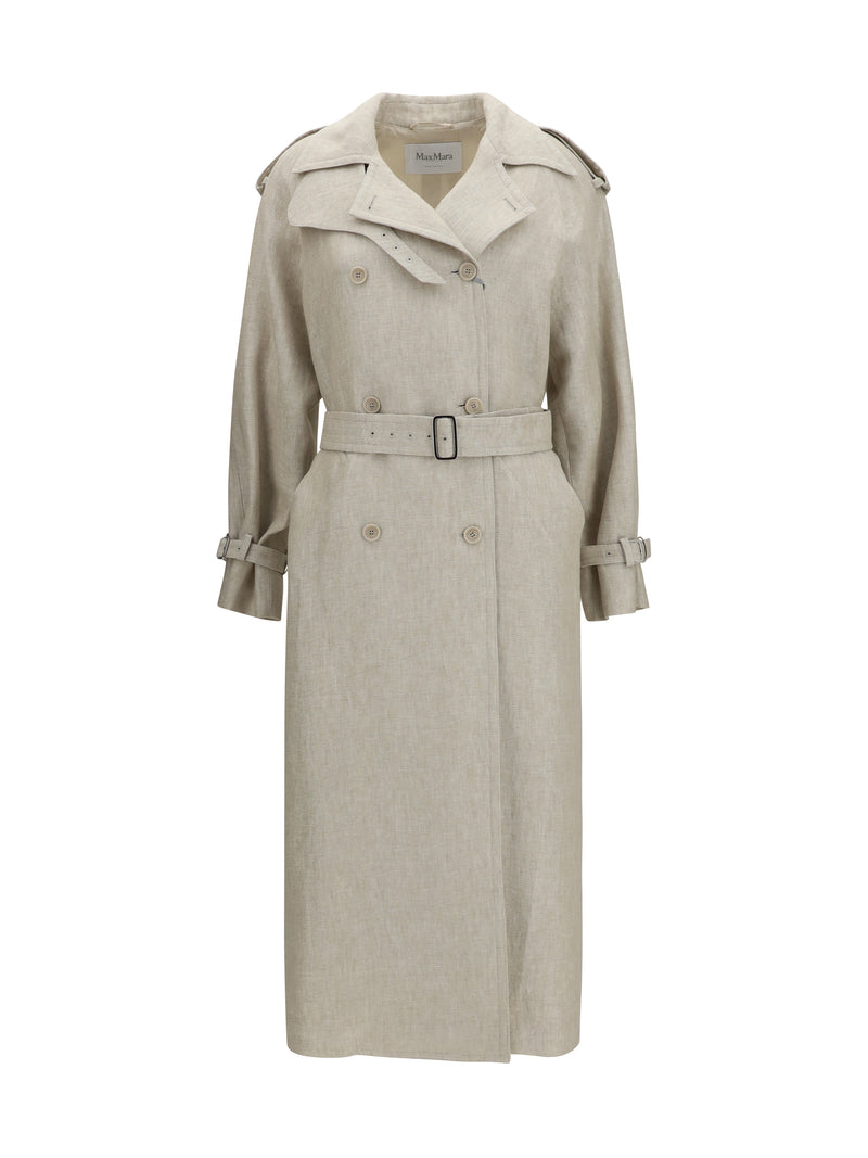 Max Mara Max Mara Double-breasted Trench Coat Marrone Grigio Sfumato - World Class Fashion