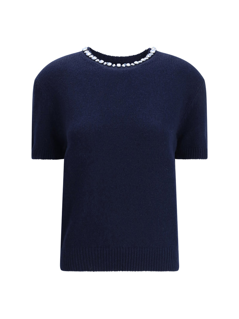 Prada Prada Wool and Cashmere Crew-neck Sweater Blue - World Class Fashion