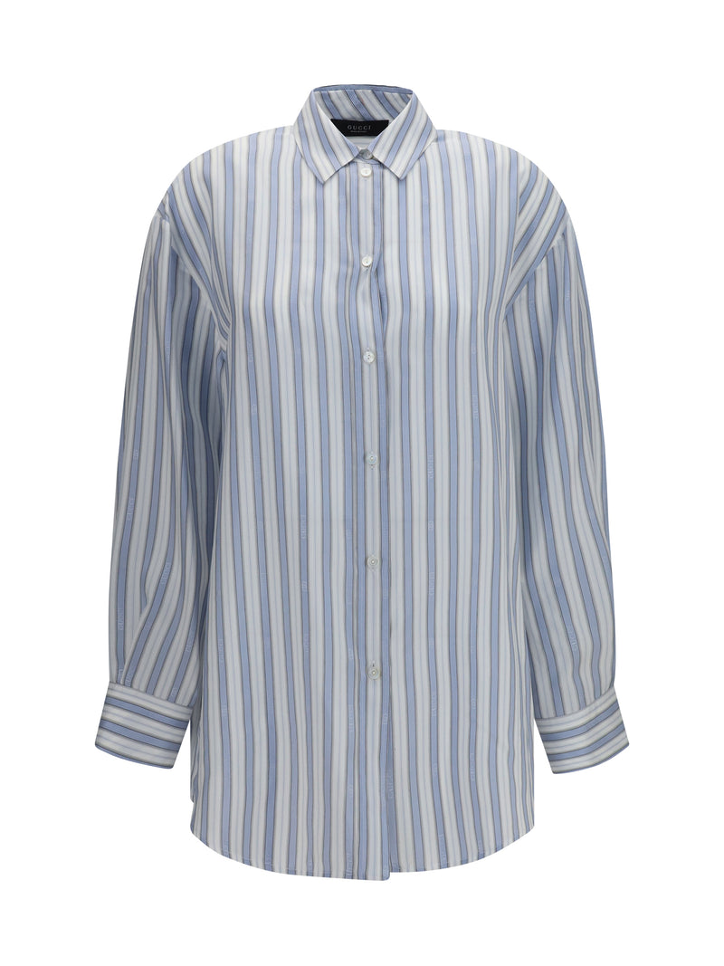 Gucci Gucci Baiadera Silk Jacquard Shirt Azure/White - World Class Fashion