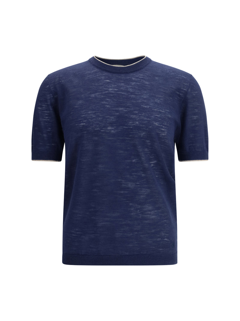 Brooksfield Brooksfield Short-sleeved Linen Blend Shirt Indigo - World Class Fashion