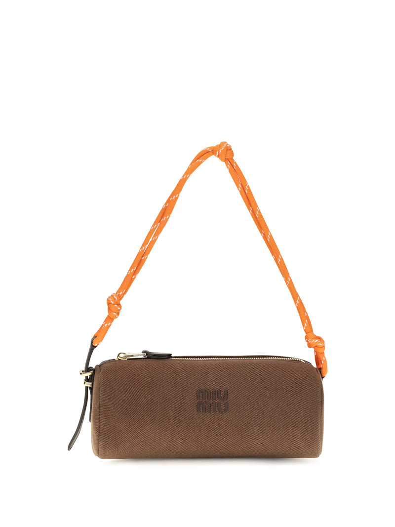 Miu Miu Miu Miu Embroidered Logo Shoulder Bag Cacao/Orange - World Class Fashion