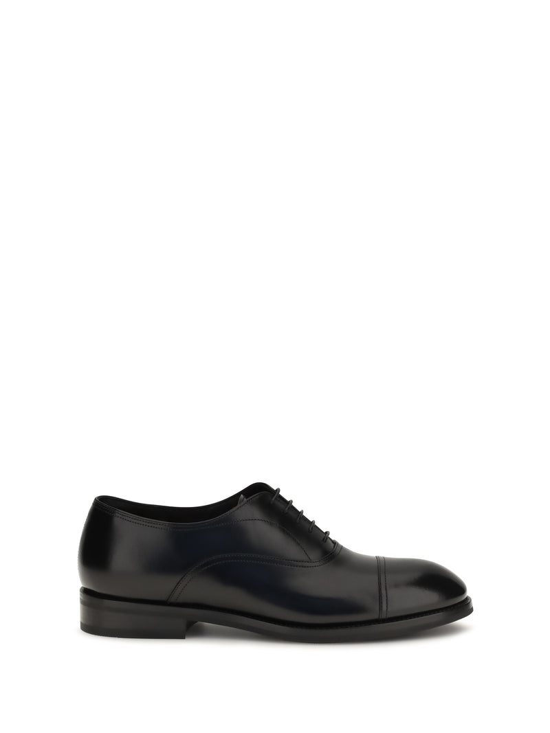 Santoni Zapatos de cordones de cuero Santoni para hombre, negros - World Class Fashion