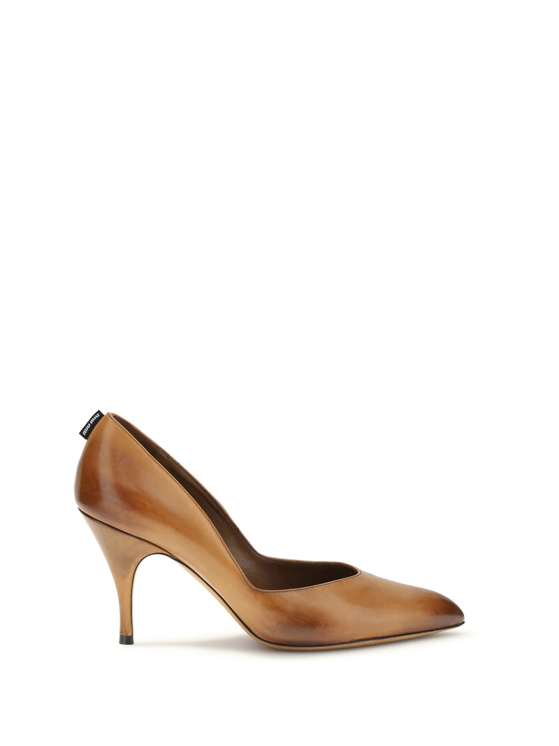 Miu Miu Miu Miu Leather Pumps Cognac Women - World Class Fashion