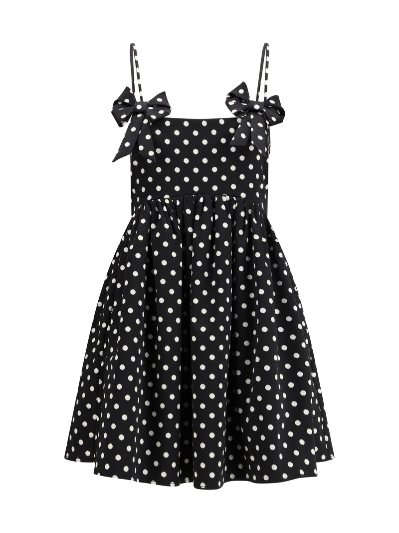 Ganni Ganni Polka-dot Satin Mini Dress Black - World Class Fashion