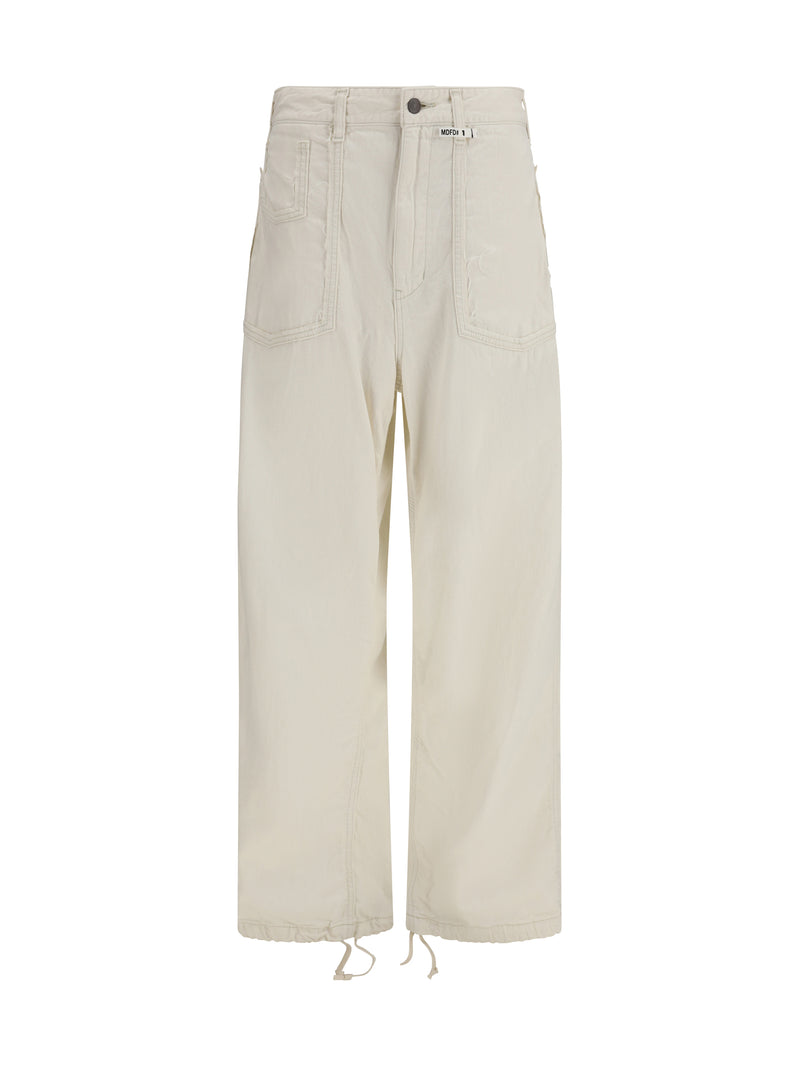 Maison Mihara Yasuhiro Maison Mihara Yasuhiro Cut-out Pocket Denim Pants White - World Class Fashion