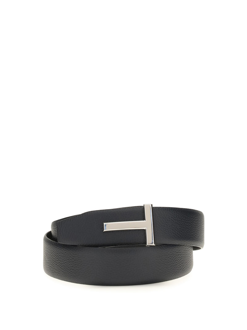 Tom Ford Tom Ford Reversible Leather Belt Dark Navy/Black - World Class Fashion