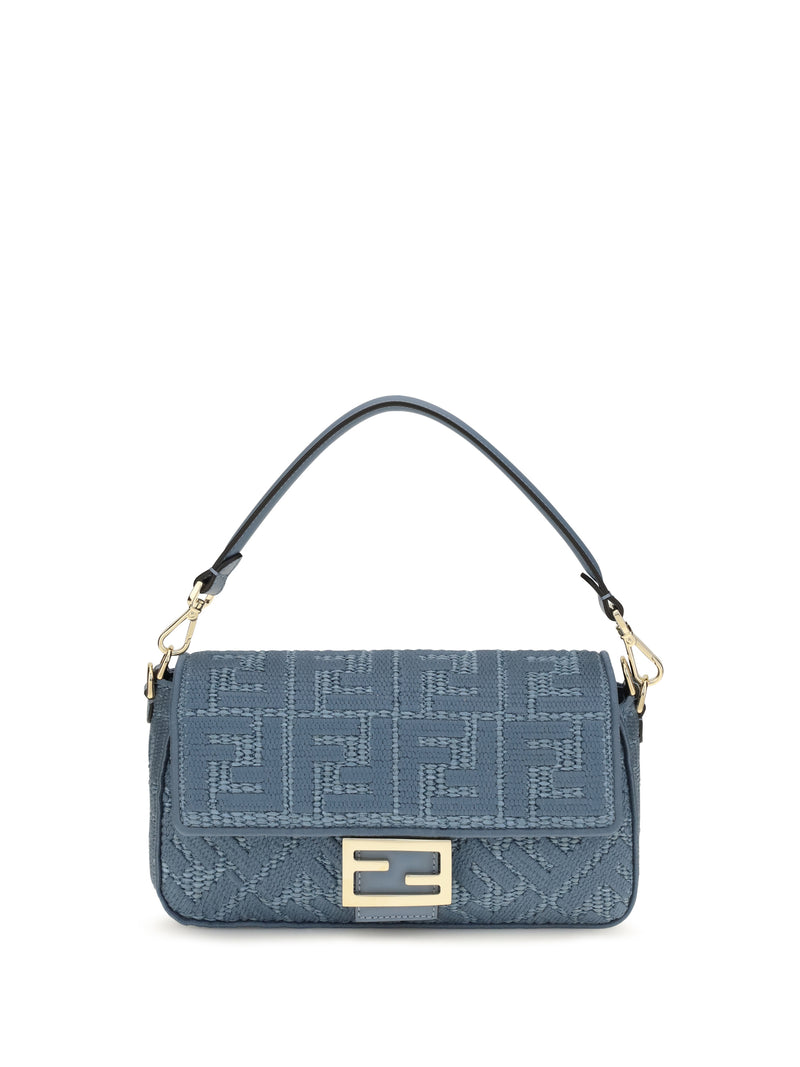 Fendi Bolso de hombro mediano Fendi de rafia tejida azul - World Class Fashion