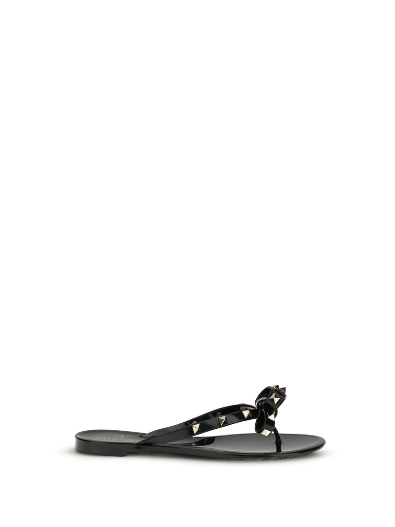 Valentino Garavani Valentino Garavani Rockstud PVC Flip-flop Sandals Nero - World Class Fashion