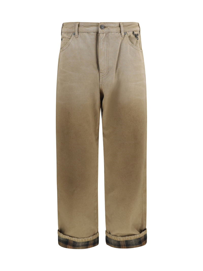 Golden Goose Golden Goose Cotton Pants with Check Detail Cartouche - World Class Fashion