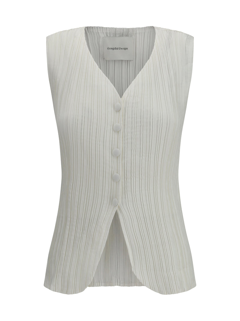 Gongdid Design Gongdid Design Wavy Vest White - World Class Fashion