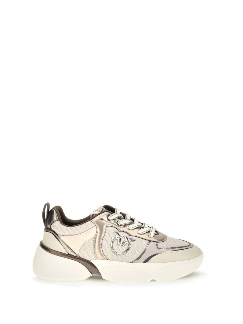 Pinko Pinko Alba Leather Sneakers Mirror Ivory - World Class Fashion