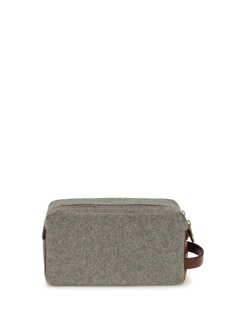 Brunello Cucinelli Brunello Cucinelli Wool Beauty Case Army Washed - World Class Fashion