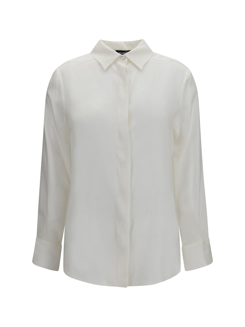 Ella Ella Silk Shirt with Back Gathering White - World Class Fashion