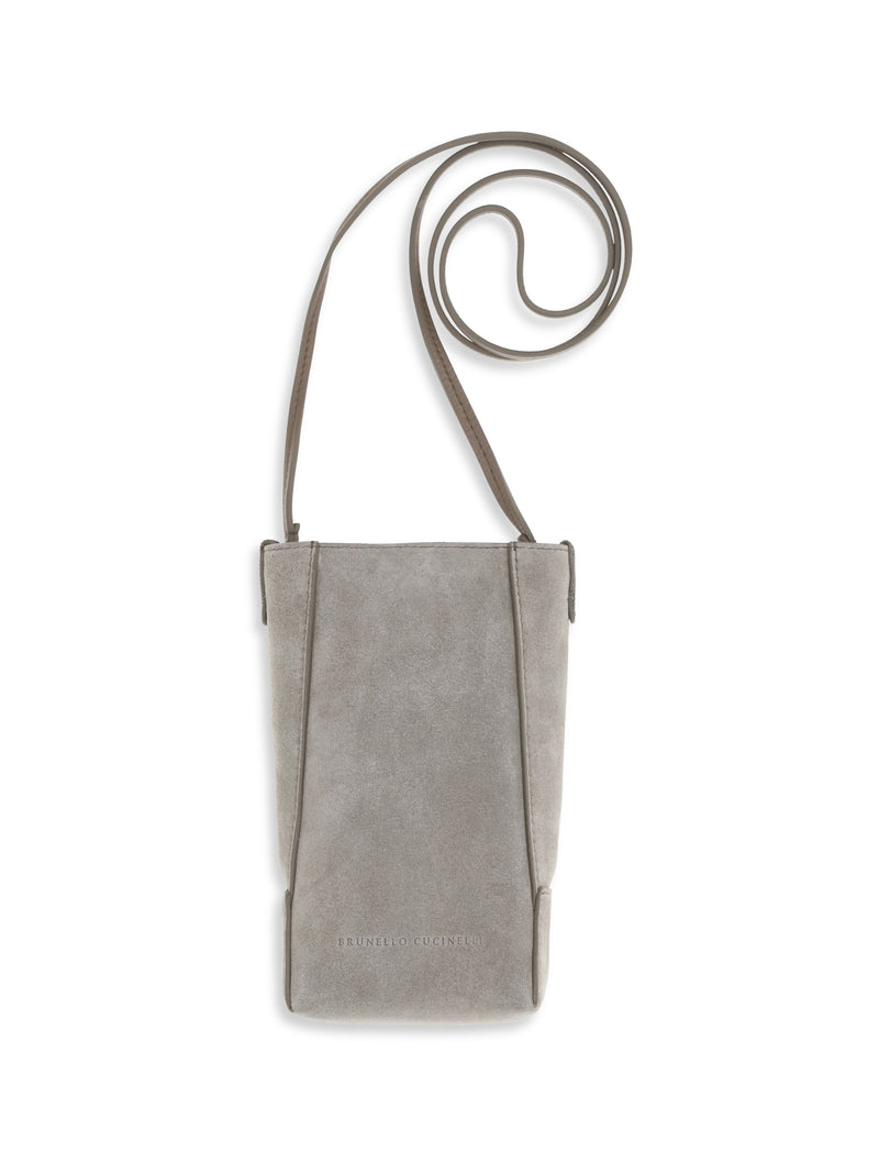 Brunello Cucinelli Brunello Cucinelli BC Duo Suede Cell Phone Case Ice - World Class Fashion