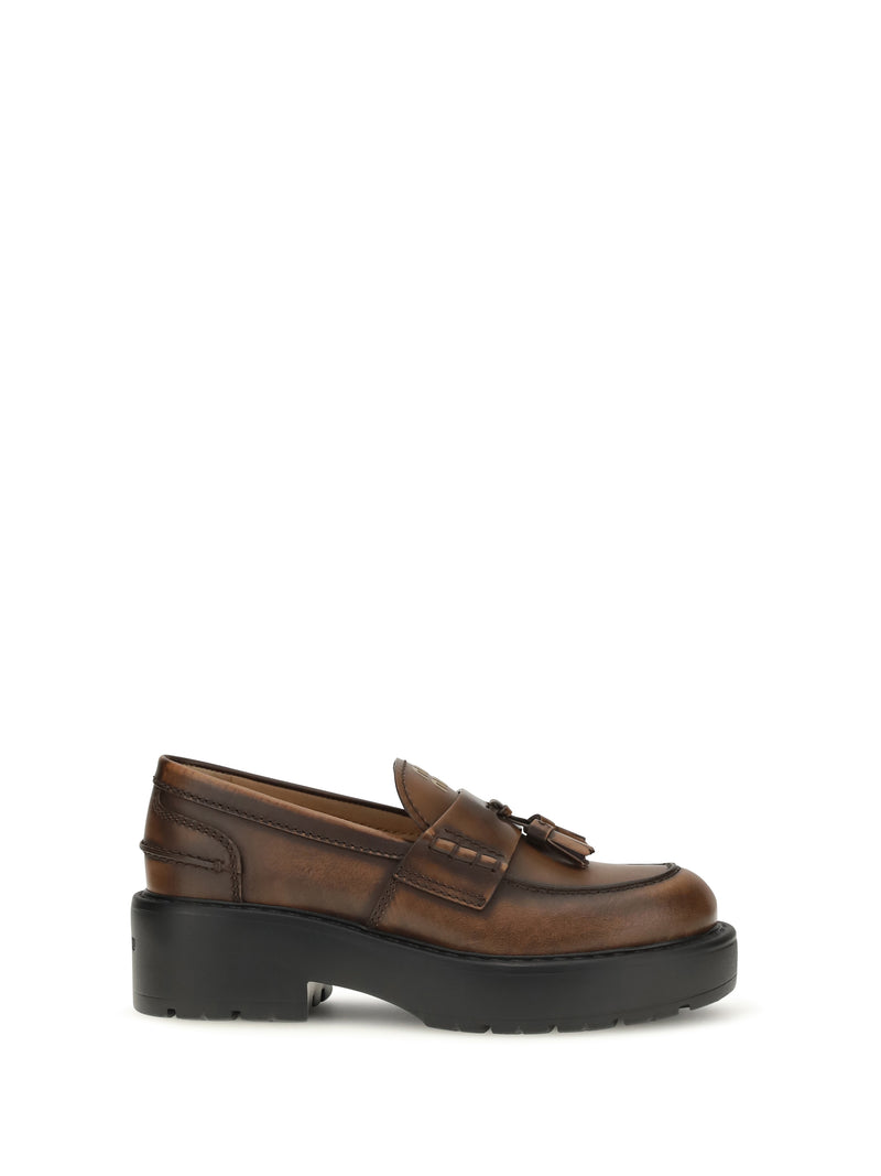 Miu Miu Miu Miu Smooth Leather Tassel Loafers Bruciato - World Class Fashion