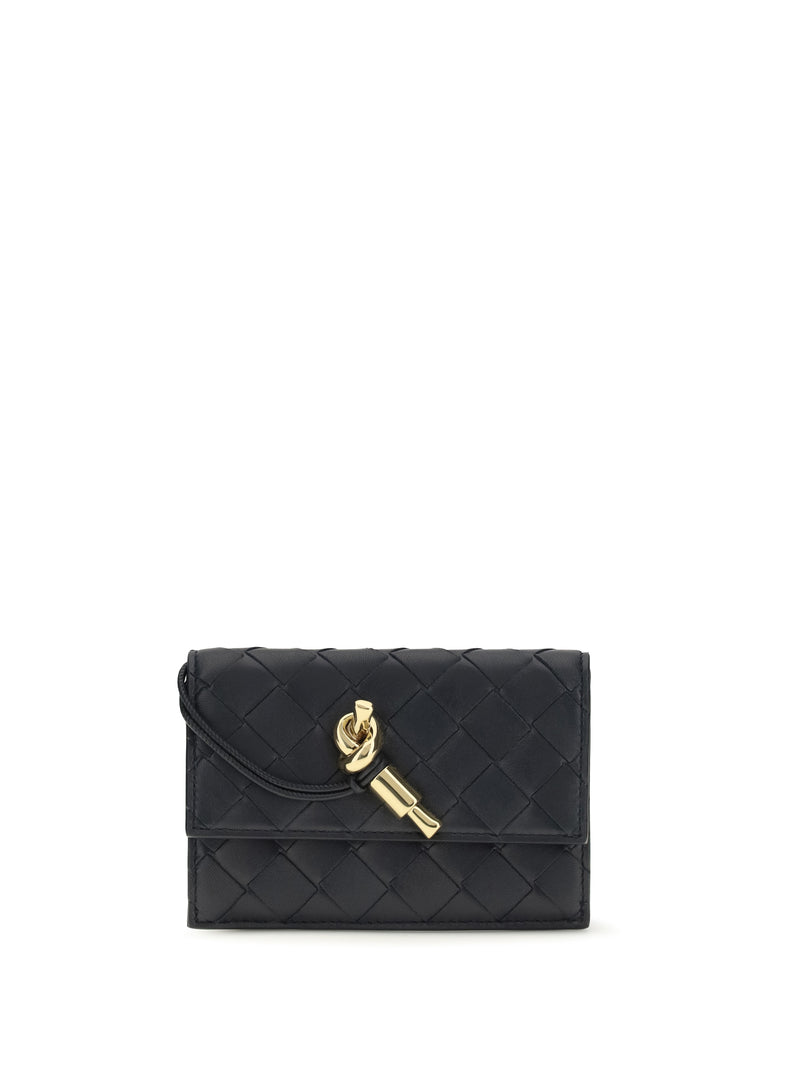 Bottega Veneta Bottega Veneta Knot Card Holder Midnight-Muse Brass - World Class Fashion