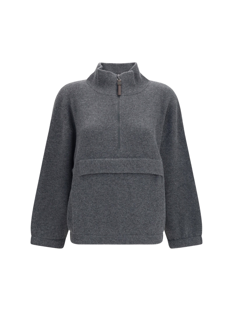 Brunello Cucinelli Brunello Cucinelli Cashmere Half-zip Sweater Grey Women - World Class Fashion