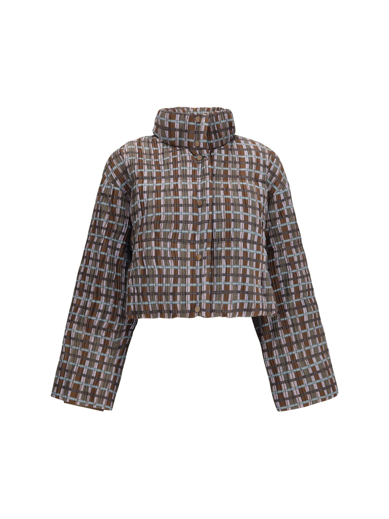 Gongdid Design Gongdid Design Short Padded High-neck Jacket Brown - World Class Fashion