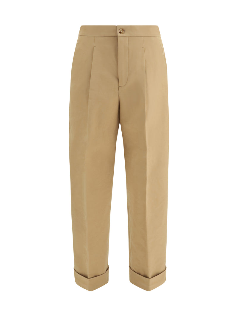 Umit Benan Umit Benan Tailored Cotton Pants Tobacco - World Class Fashion