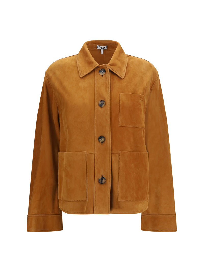 Loewe Loewe Suede Goat Leather Workwear Jacket Tan - World Class Fashion