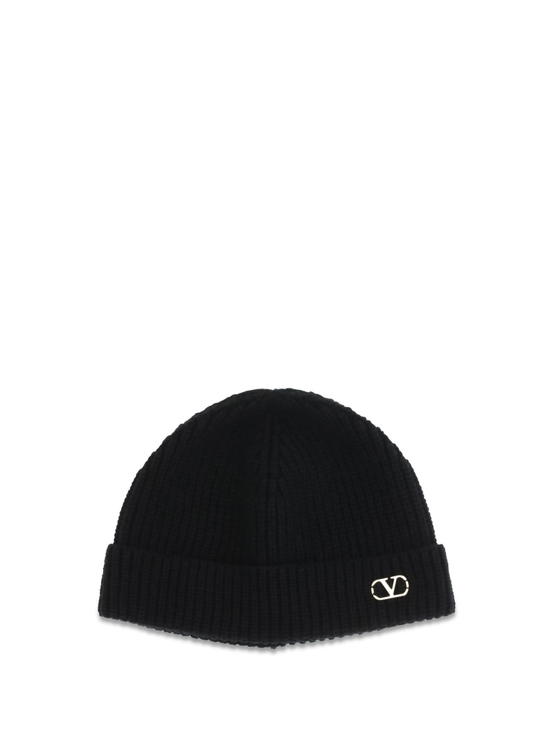 Valentino Garavani Valentino Garavani VLogo Cashmere Beanie Nero - World Class Fashion