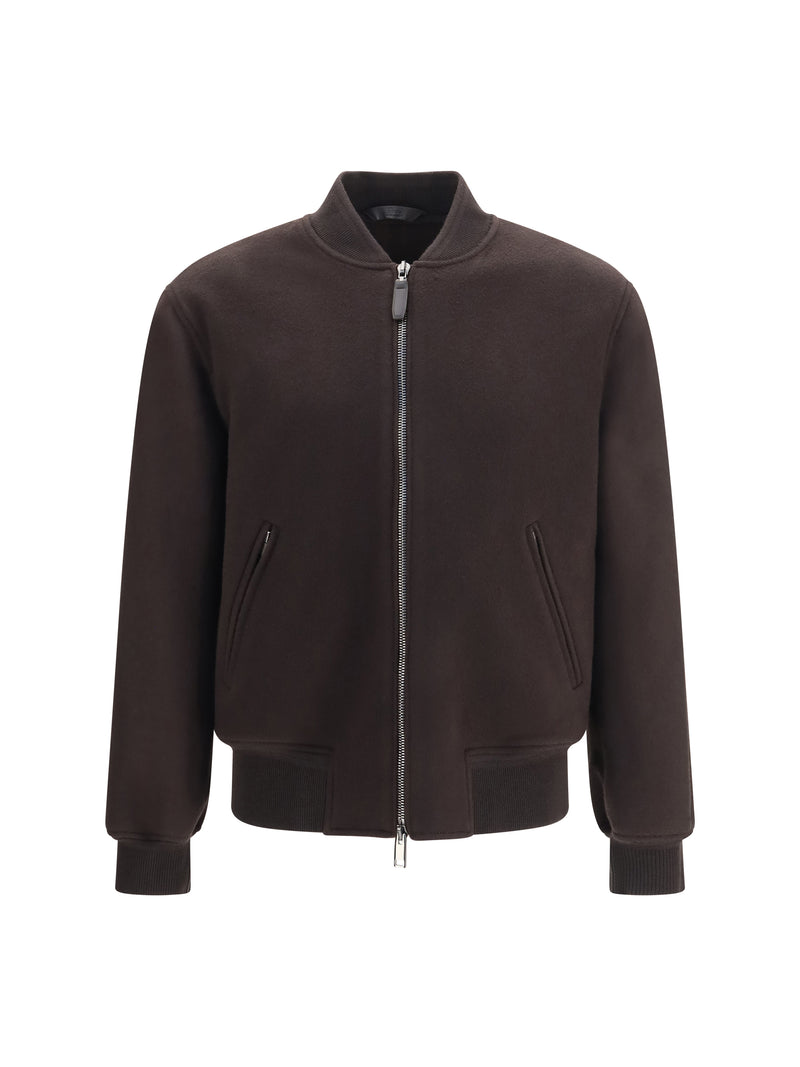 Brioni Brioni Wool and Cashmere Bomber Jacket Coffee - World Class Fashion