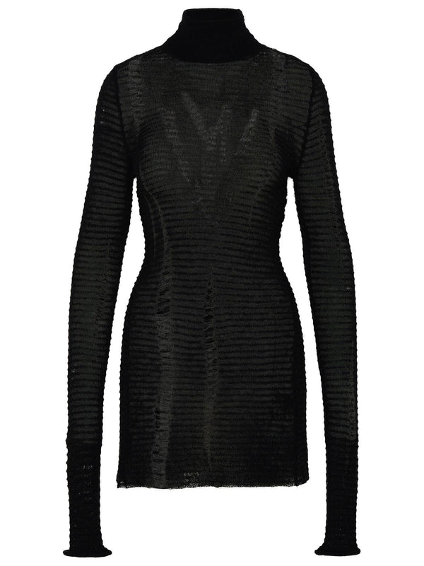 Mm6 Maison Margiela Black Wool Blend Turtleneck Sweater