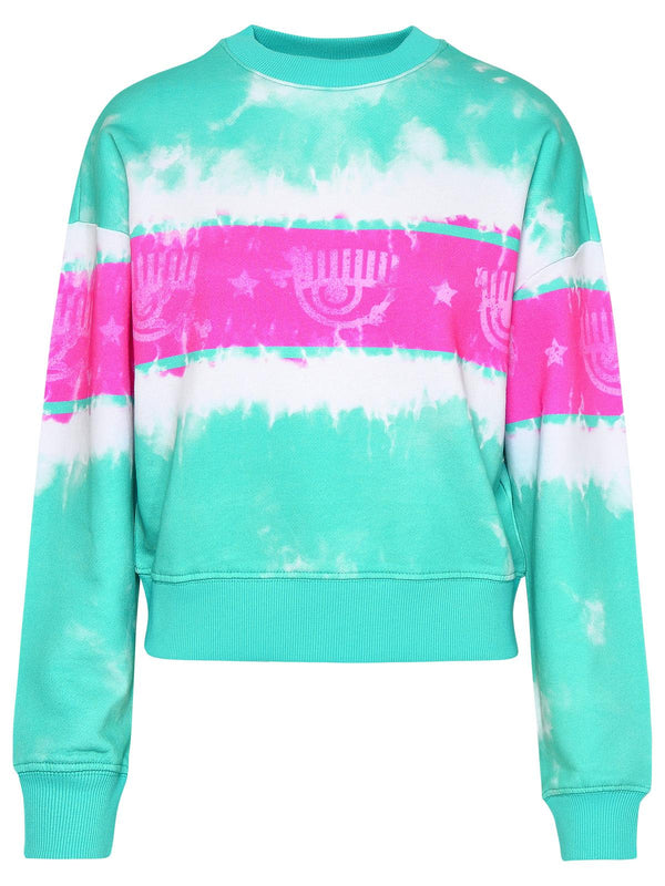 Chiara Ferragni Aqua Green Cotton Sweatshirt