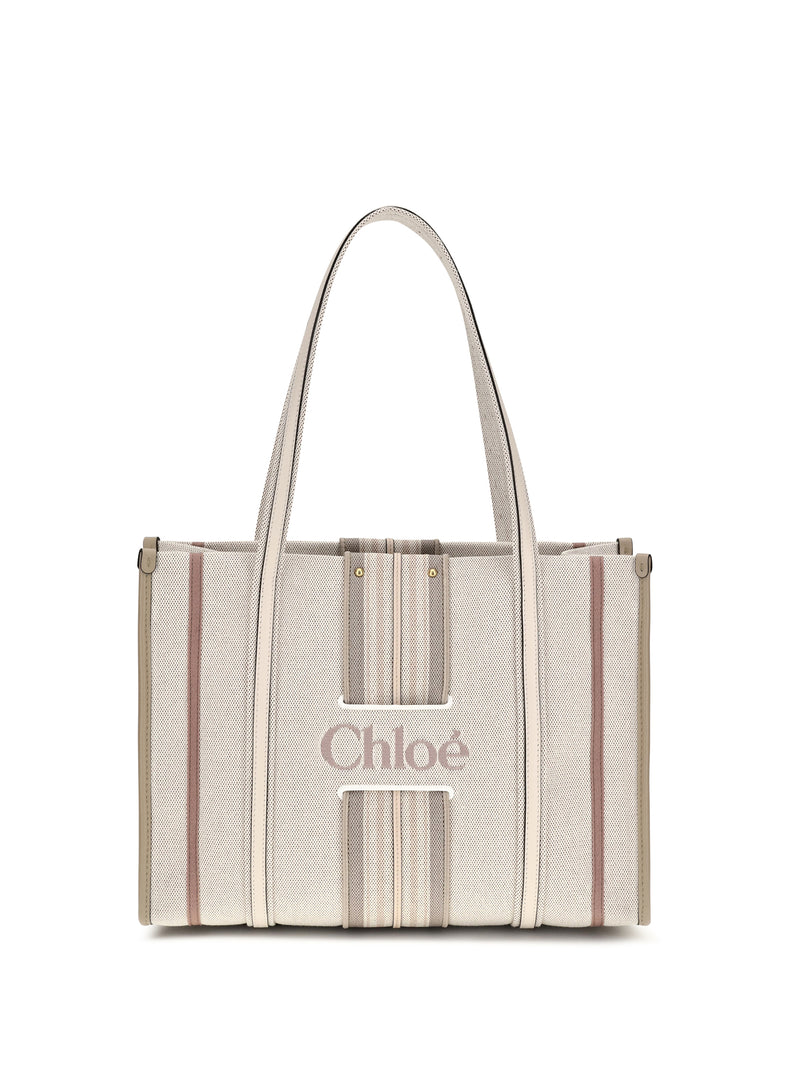 Chloe Chloé Woody Loop Canvas Tote Bag Nude - World Class Fashion