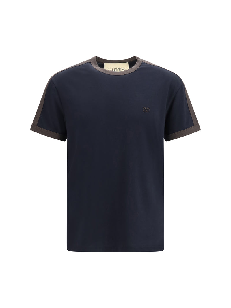 Valentino Valentino Embroidered Logo Cotton T-shirt Dark Navy - World Class Fashion