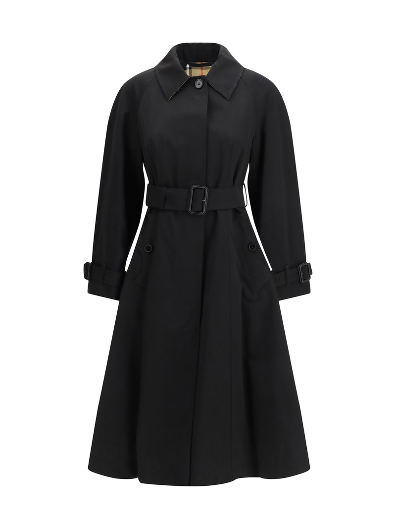 Burberry Burberry Ellingham Gabardine Trench Coat Black - World Class Fashion