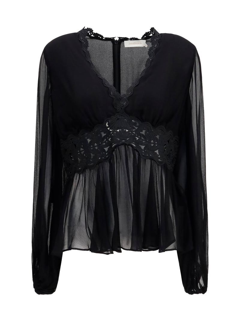 Zimmermann Zimmermann Luna Peplum Blouse Black - World Class Fashion