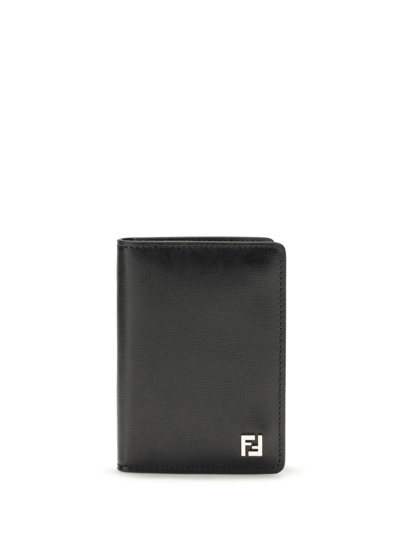 Fendi Fendi Leather Card Holder Nero+Palladio - World Class Fashion