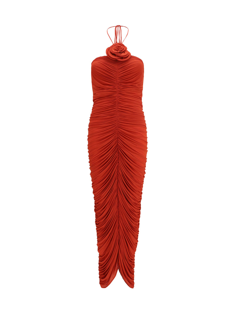 Magda Butrym Magda Butrym Halterneck Dress With Floral Ruching - World Class Fashion